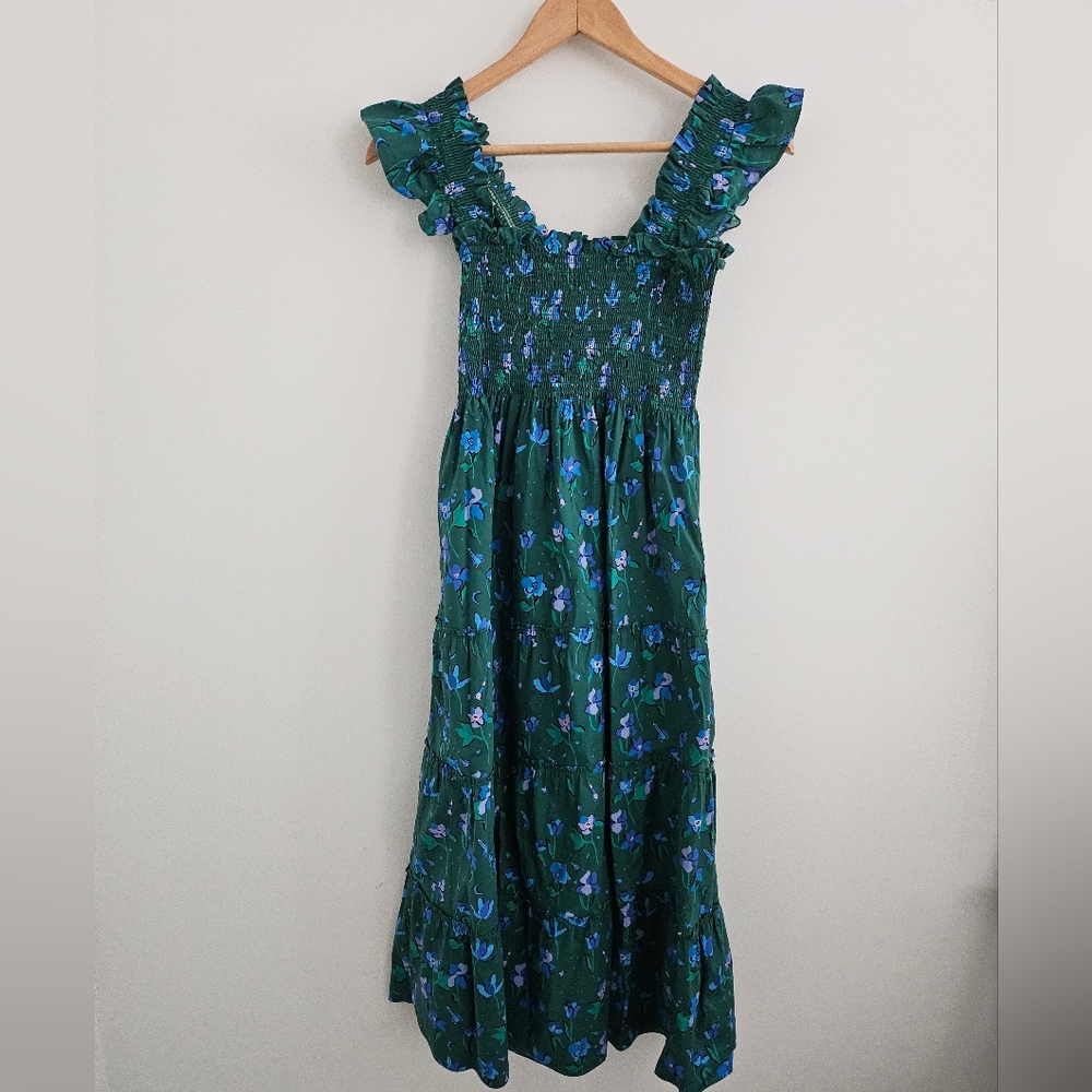 Hill House Home Ellie Nap Dress in Emerald Space Floral Sz S